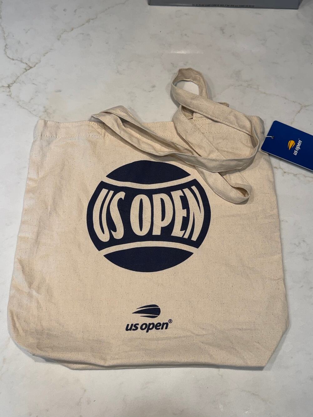 US Open Tennis Canvas Tote Bag Natural Navy Logo NWT Official Merchandise